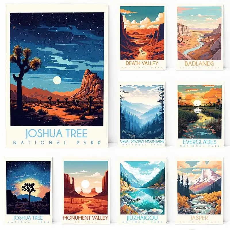 ملصق سفر للحديقة الوطنية وفن جداري من القماش ، غابات الأمازون المطيرة الوعرة ، مشهد وادي الموت ، ديكور غرفة المنزل #1