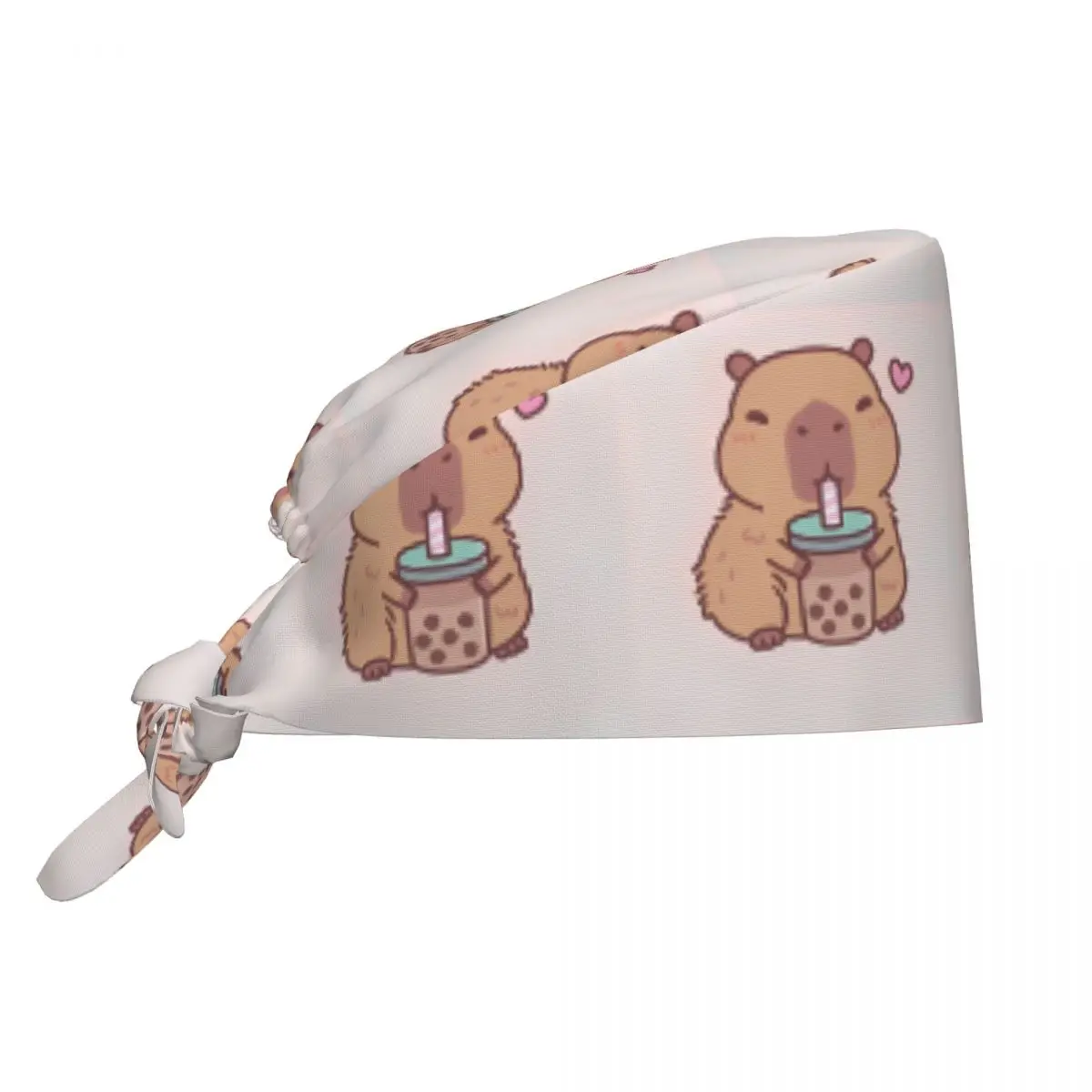 カピバラはバブルティーが大好き スクラブキャップ ヴィンテージ病院医療看護外科キャップ 男性女性ペットグルーミング看護作業キャップ帽子