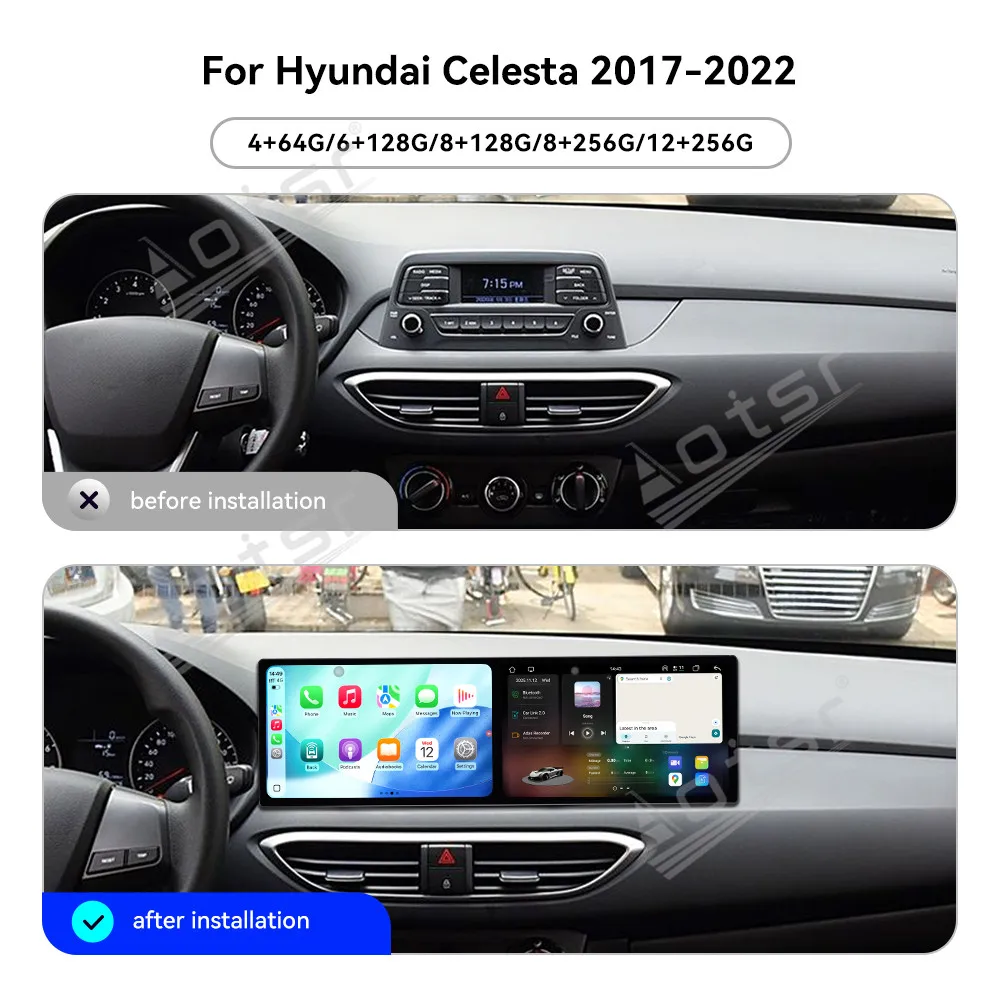 Smart Dual 10.1 Inch Car Radio With Carplay GPS Navigation For Hyundai Verna 2017-2022 High-Res Dual-Screen Accessory Android 15