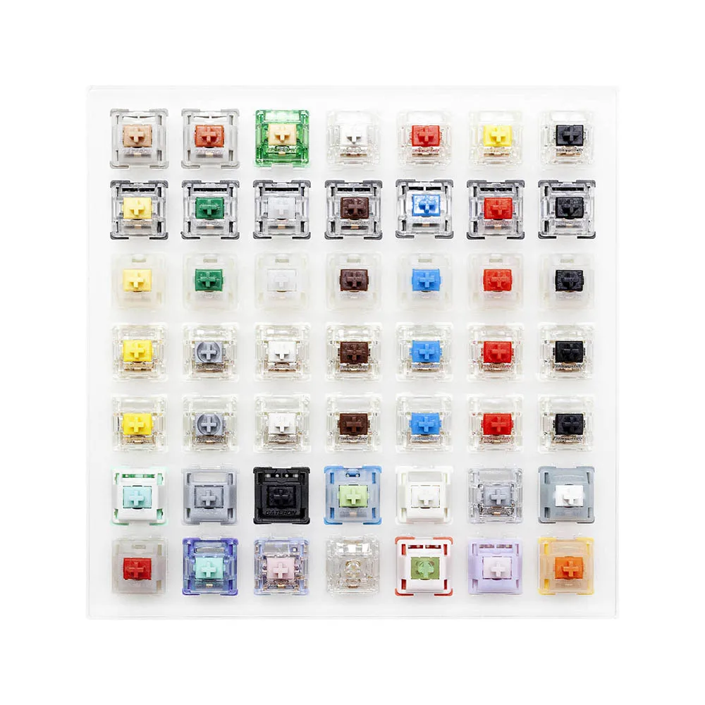 Gateron switch tester with acrylic base blank keycaps with Azure Dragon Oil King Magnetic Jade Brown Yellow Silver White Switch