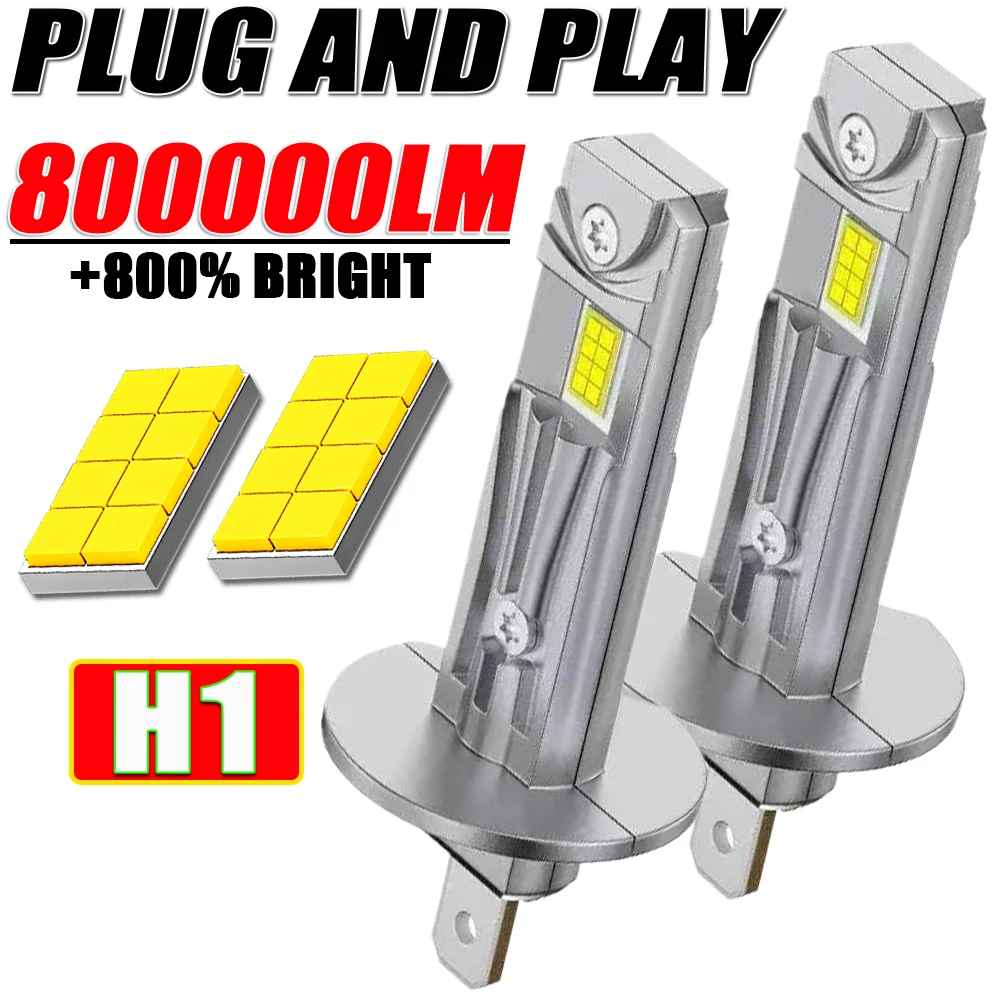 

2PCS H1 LED Headlight Bulb CANBUS 12V 800000LM Super Bright Car Lamp Fog Lights Mini Wireless Auto LED Headlamp 6000K Plug&Play
