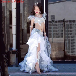 Children's Belly Dance Show Costume High-grade Oriental Dance Bra+Skirt 2pcs Luxury 2018 Large Swing Dress Oriental Dance Set