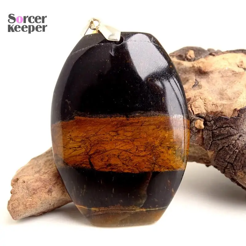 Natural Blue Tiger Eye Stone Pendants Charms Jewelry DIY Necklace Beads for Man / Leather Chain & Flannel Bags as a gift RS168