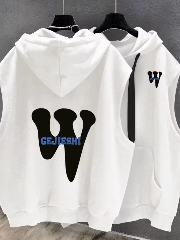 

mat Sle Men's Svel Hoodie T-irt Embroidery Design Sense oulder Vest Sweatirt Faionable Summer Wear