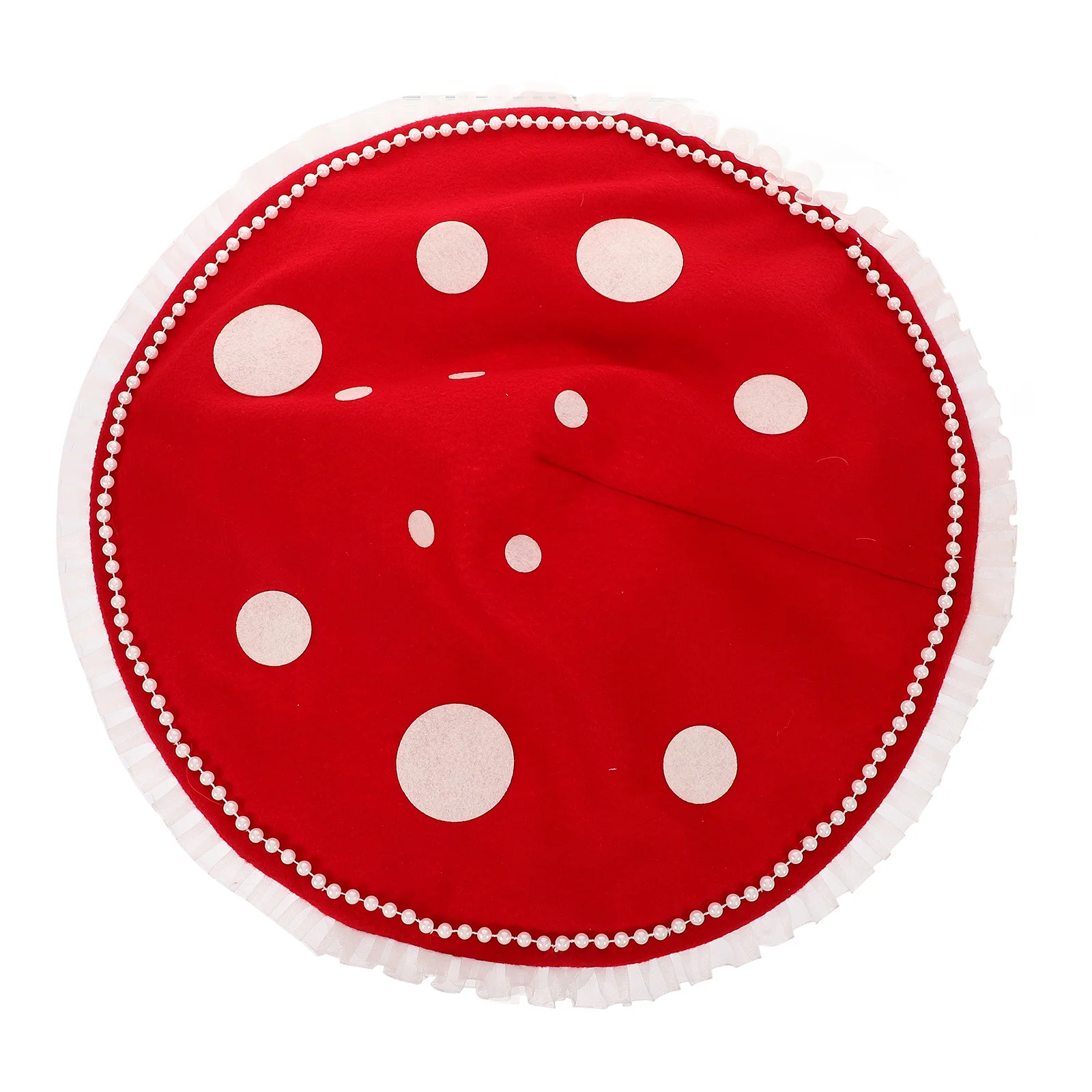 

Red Mushroom Hat Cosplay Party Accessory Fake Pearl Tassel Women Cap Decoration Halloween Costume Mushroom Hat