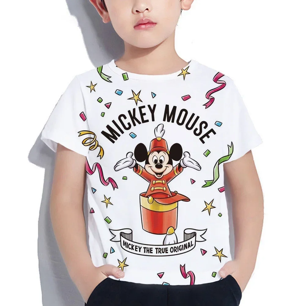 

2024 Summer Disney Mickey Mouse Kids 3d Print T-shirt Casual Children T-Shirt Kid's Cartoon Tops Clothing Clothes