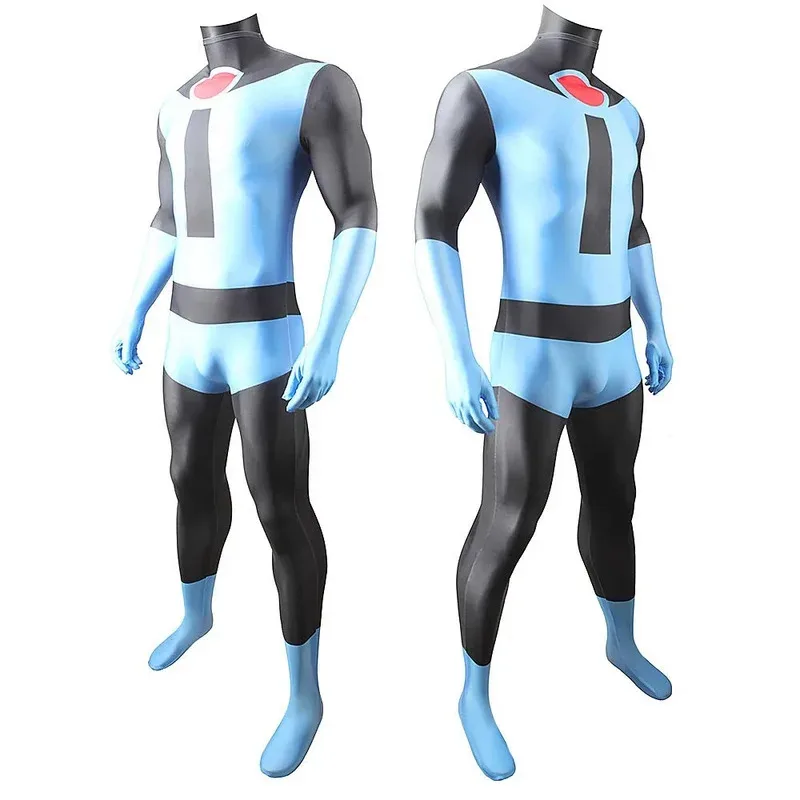 

Blue Mr. Incredible Cosplay Long Sleeve Jumpsuit Anime Characters Halloween Carnival Party Costume for Adult Kids