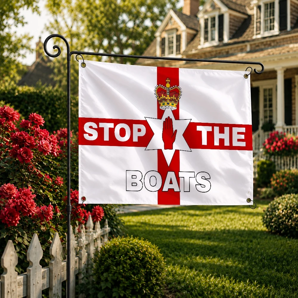 UK Britain England Stop The Boats Flag Decoration Outdoor Picnic Party Art Hanging Home Camping Party Banner