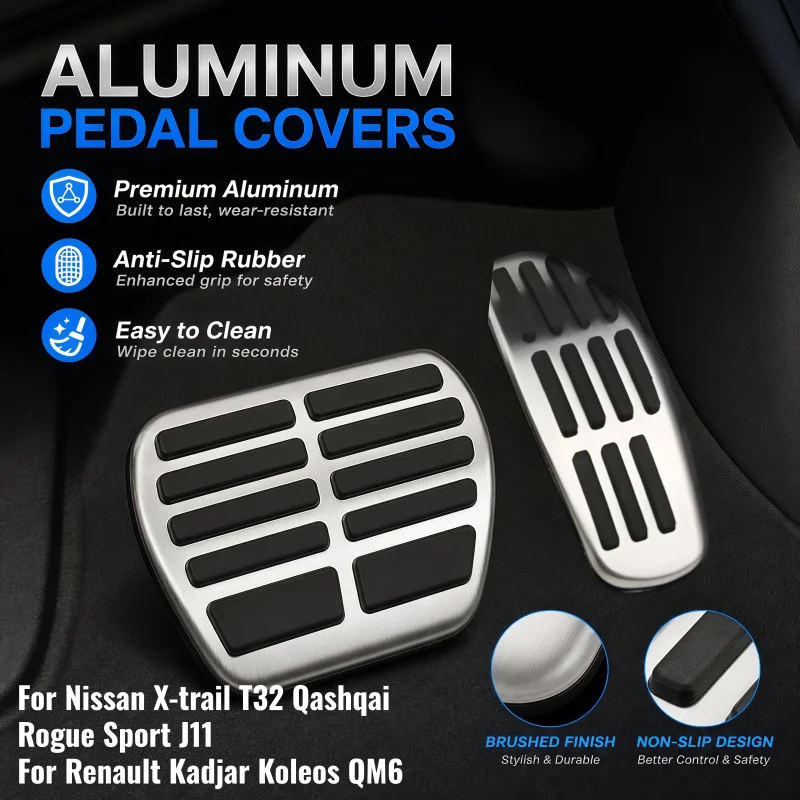 Car Brake Pedal Pads Cover For Nissan X-trail T32 Qashqai Rogue Sport J11 For Renault Kadjar Koleos QM6 MT AT Pedal Cover