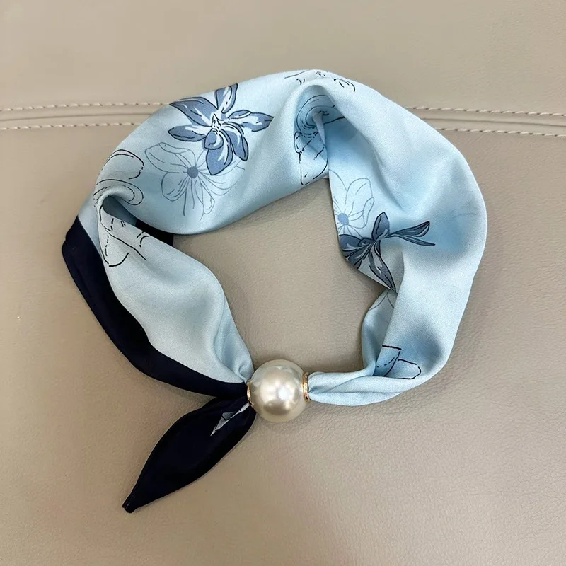 Elegante Parel Staart Magnetische Sluiting Sjaal 2025, Zomer Nieuwe Veelzijdige Ademende Mode Artistieke Accessoire Hals Wrap Sjaals - afbeelding 1