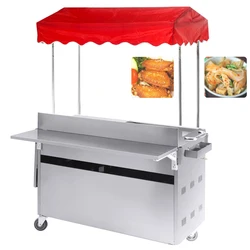 Mobile Stall Multi-Function Snack Cart Trolley Stainless Steel Breakfast Fast Food Rice Ball Gourmet Cart