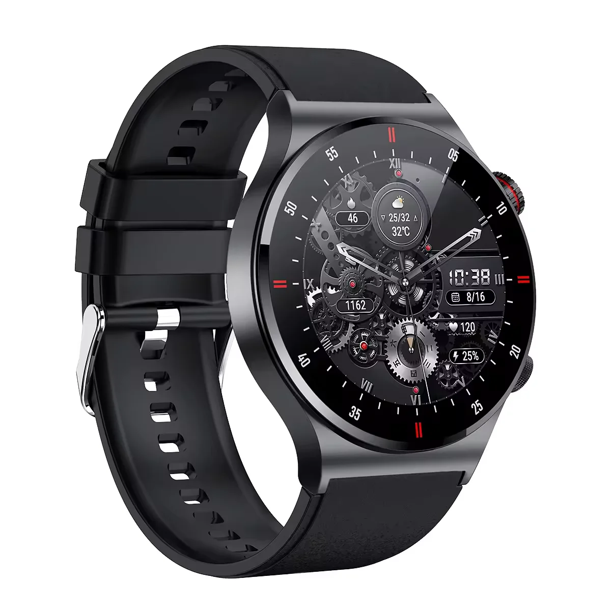 2025 الرجال Smartwatch الفولاذ المقاوم للصدأ الصحة الذكية BT دعوة مقاوم للماء 1.28 "شاشة مستديرة NFC ساعة ذكية QW33