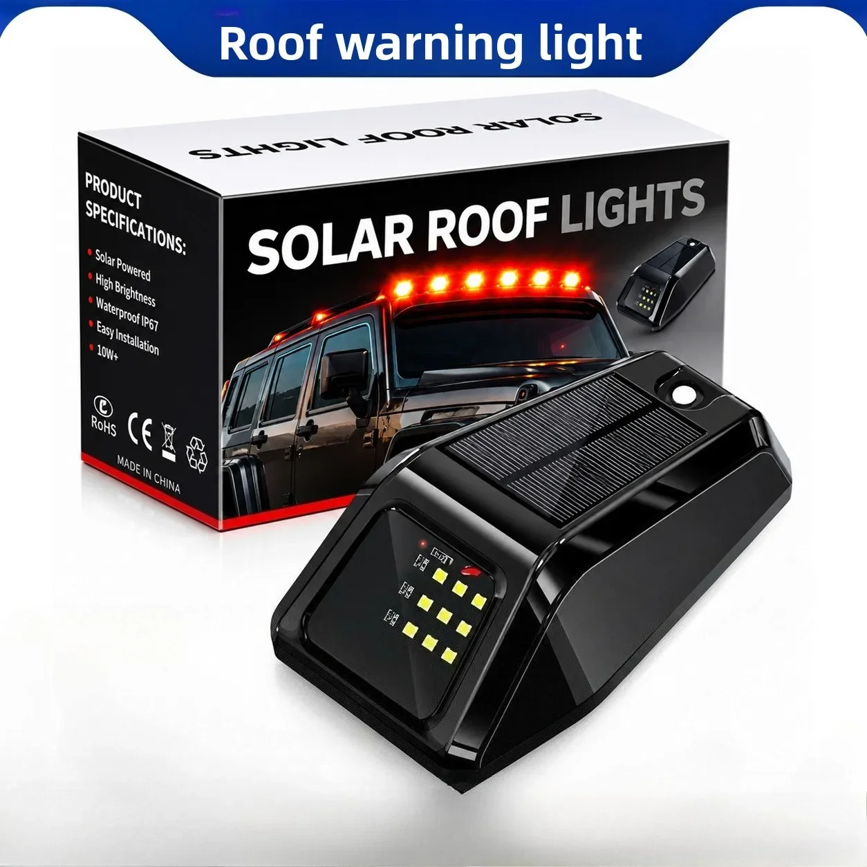 Solar LED Mouse Light Car Roof Warning Light Wireless Daytime Running Lamp Modified Accessories for Pickup Truck Lorry Roof