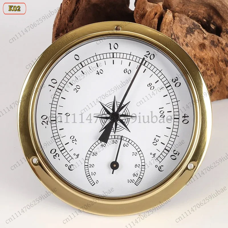LD_98mm Brass Weather Station Clock Barometer Thermometer Hygrometer 4-in-1 Set for Boat Yacht Marine Decor