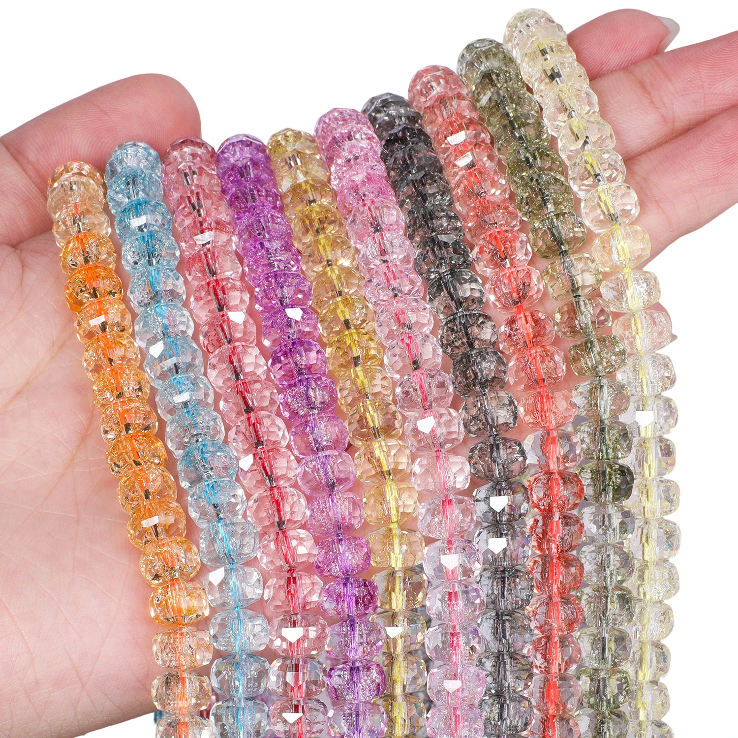 8x5mm Halbplattierte Mehrfarbige Facettierte Rad-Kristallquarz-Perlen AB-Farbe Transparente Glasperlen für DIY-Armband und Halskette – Detail 4