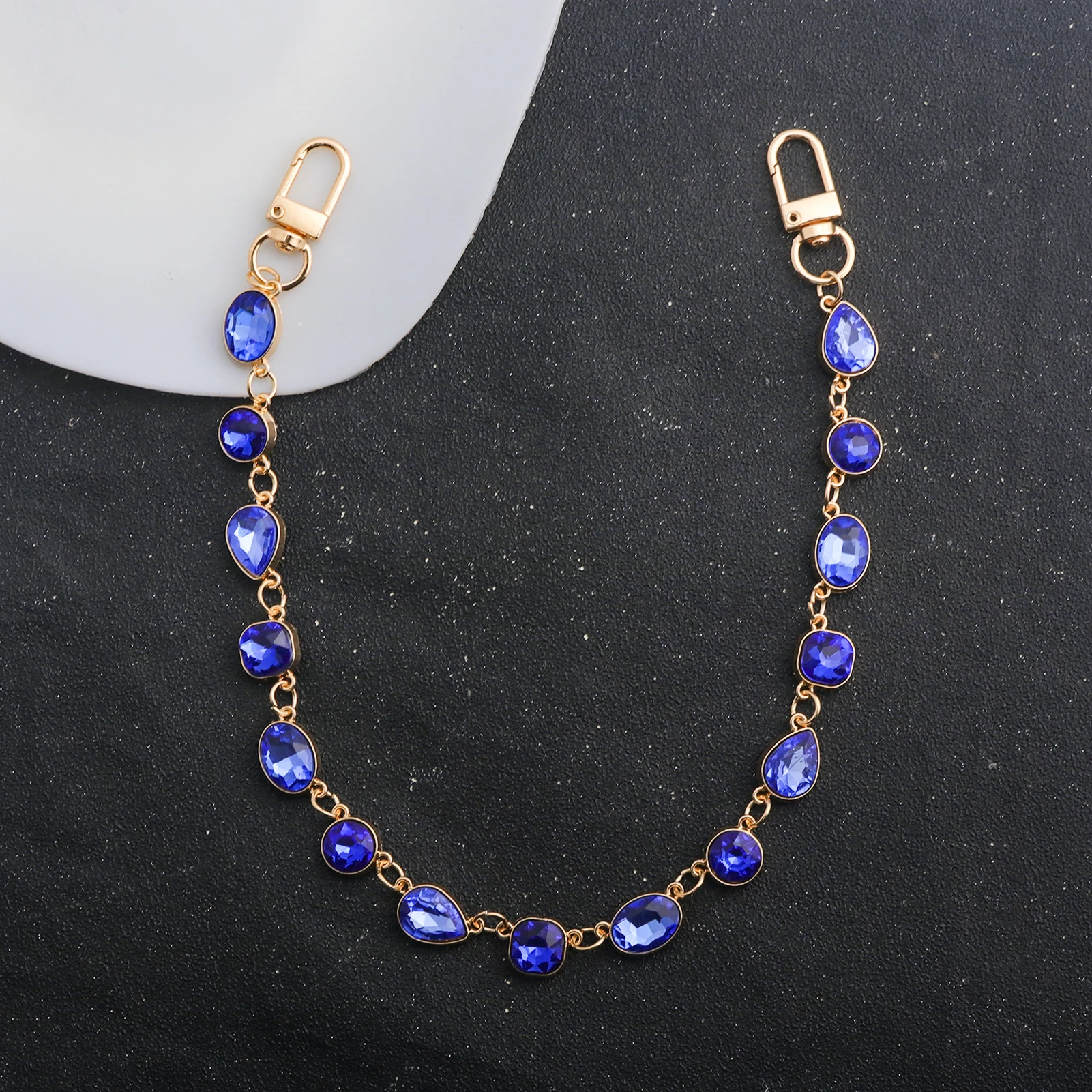 Bag Chain Colorful Rhinestone Crystal Gold Teardrop Metal Purse Handle Strap for Tote Shoulder Crossbody Bag Women Charm Gift