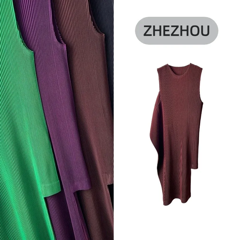

Miyake Irregular Pleated Dress Set Plisse 2026 Slit Pleats Loose Two-Piece Fashion Spring Summer New Fold Women Clothing