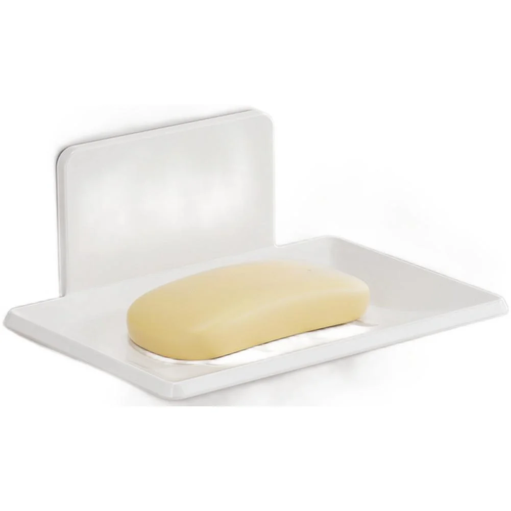 Wall Mount Soap Dish Holder with Drainage Slot System Removable Tray Aluminum Alloy Frame No Drill Peel and Setup