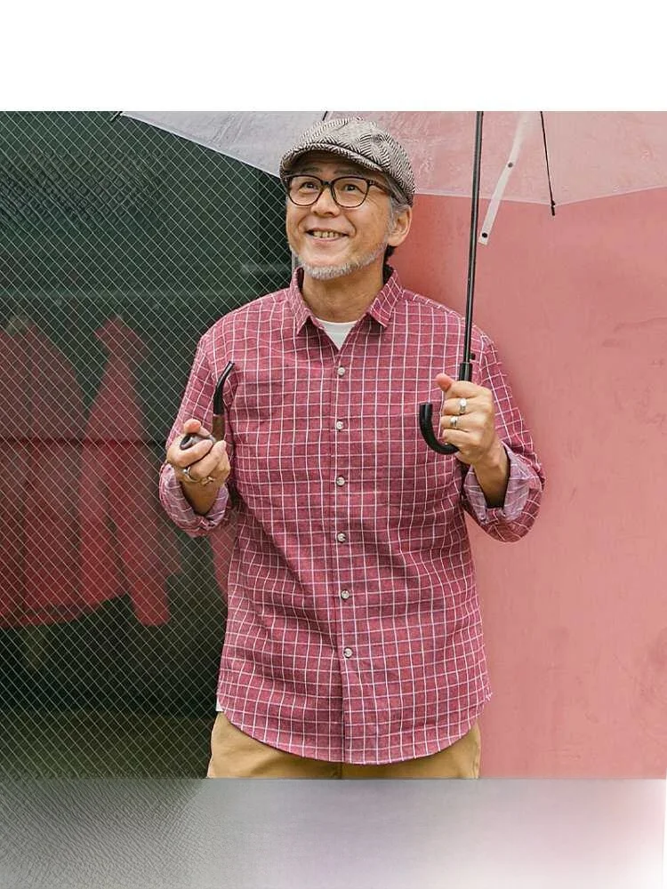 

Свободная рубашка в клетку с длинным рукавом для папы и дедушки, удобная, дышащая, мужская, повседневная, модная, осенняя, из полиэстера.