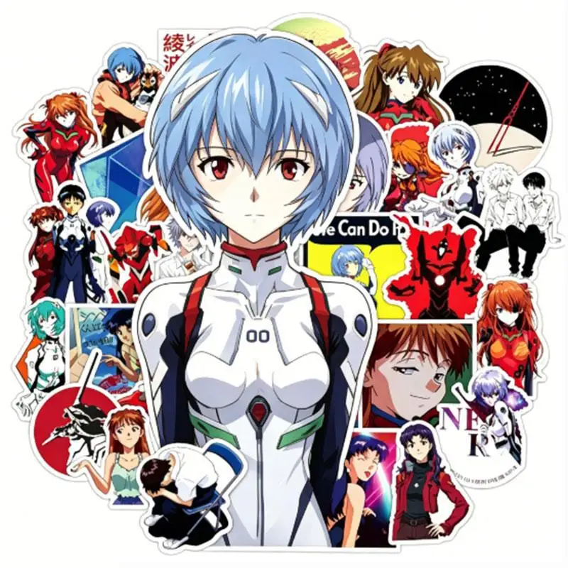 

50pcs Anime Neon Genesis Evangelion Stickers Eva Waterproof Diy Decals For Phone Laptop Ipad Luggage Thermos Motorcycle Decor