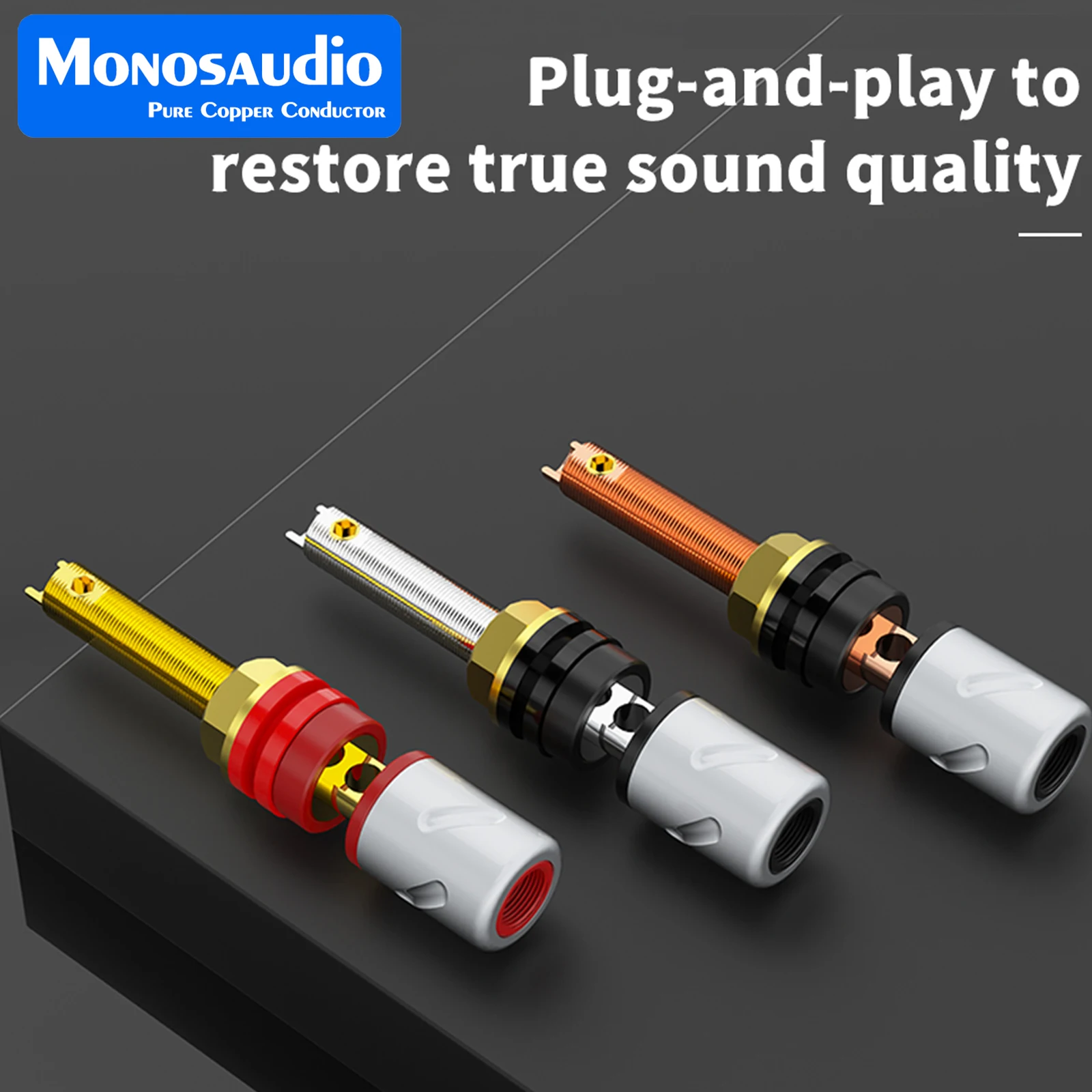 

Monosaudio 2/4Pcs BP651 HIFI 99.998% Pure Copper Gold/Rhodium Plated Binding Posts Sockets for Speaker Connectors