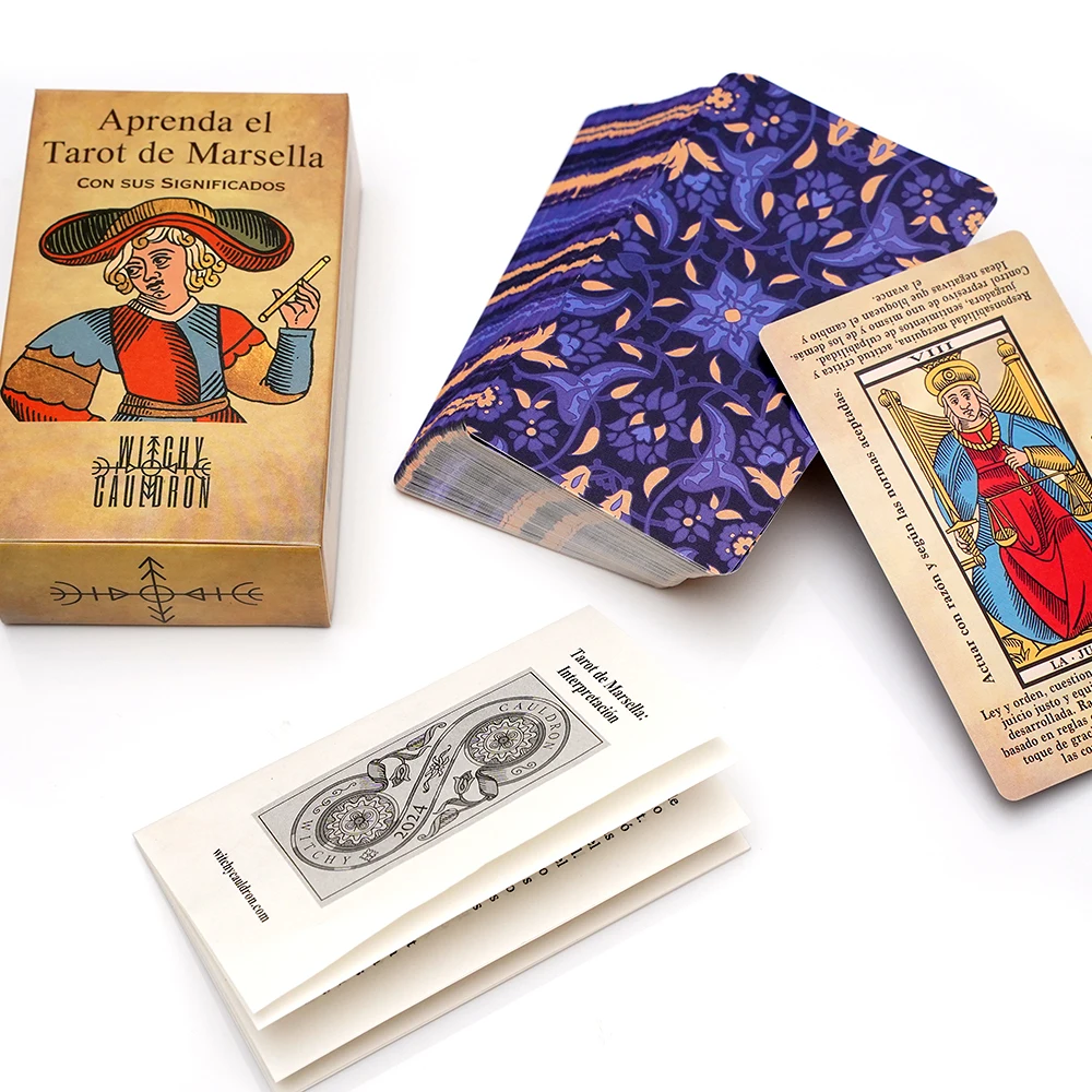 French Oracle Aprenda el de Marseille Tarot للمبتدئين بطاقات التارو المصورة مع التارو الفرنسي مع دليل التعليمات