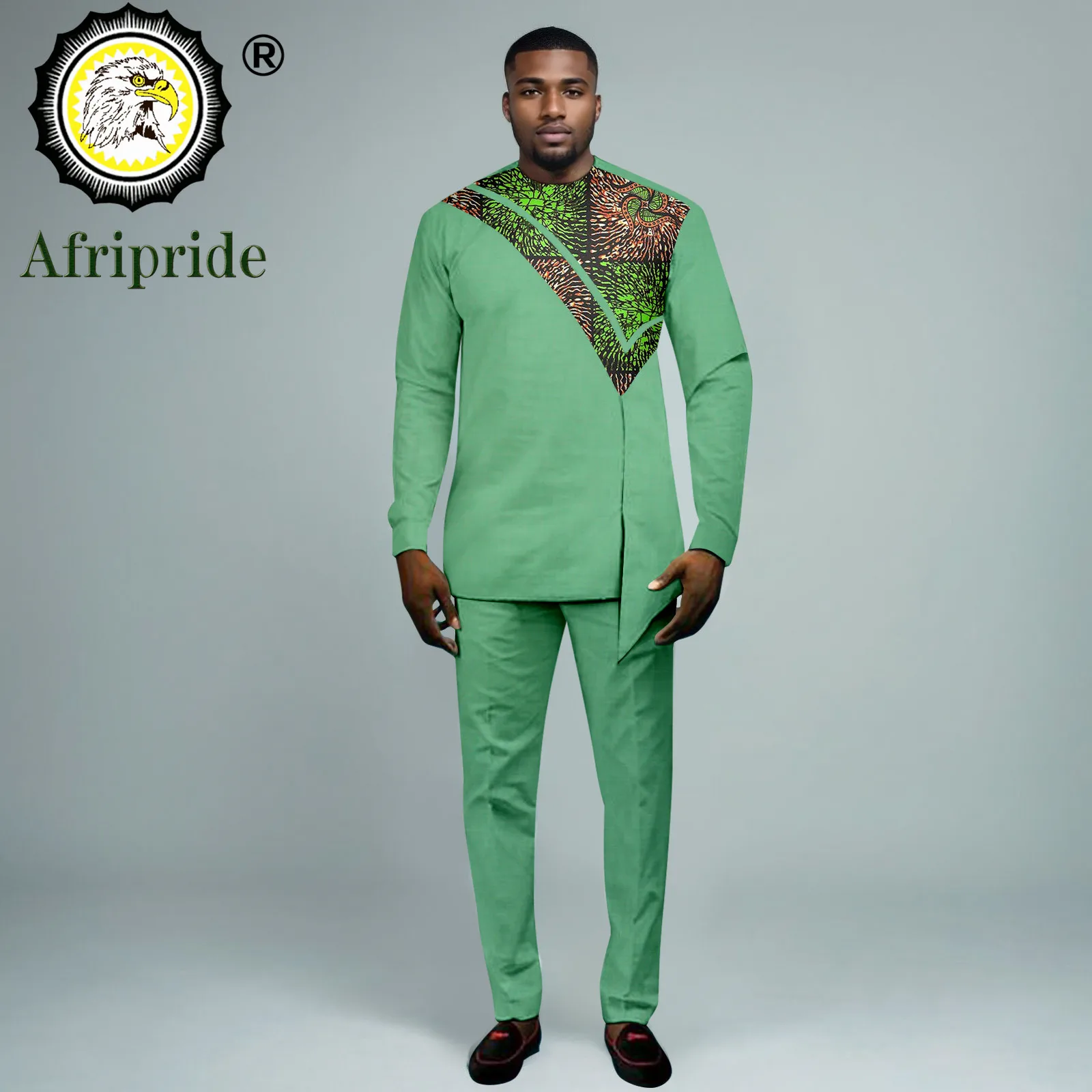 Men Tracksuit African Clothes Print Embroidery Long Sleeve Shirts and Pant 2 Piece Set Dashiki Outfits Ankara Attire 2416055