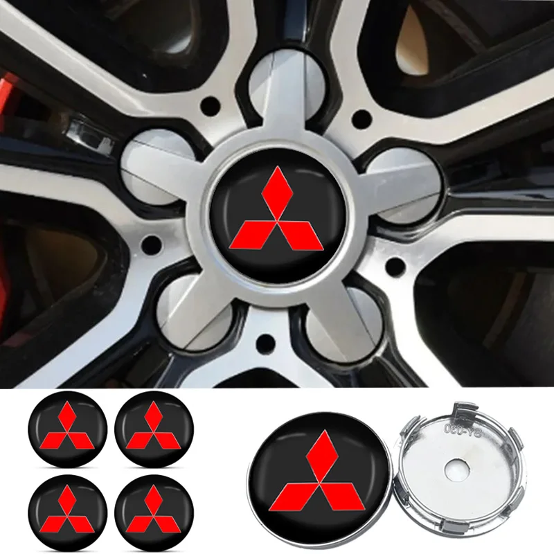 4pcs 60mm Car Wheel Center Hub Cap Rim Cover Emblem Sticker For Mitsubishi Asx Lancer Outlander Pajero Ralliart car Accessories