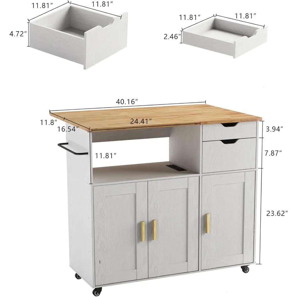 عربة جزيرة المطبخ مع سطح من أوراق الشجر و5 عجلات، وخزانة تخزين متنقلة لاستخدام المطبخ #3