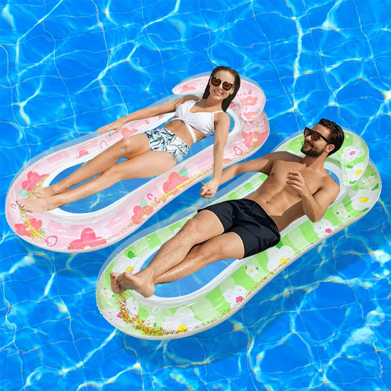 2026 New Sequin Sunflower Inflatable Float Thickened PVC Laminated Mesh Single Floating Bed For Pool Beach Water Play Summer Fun