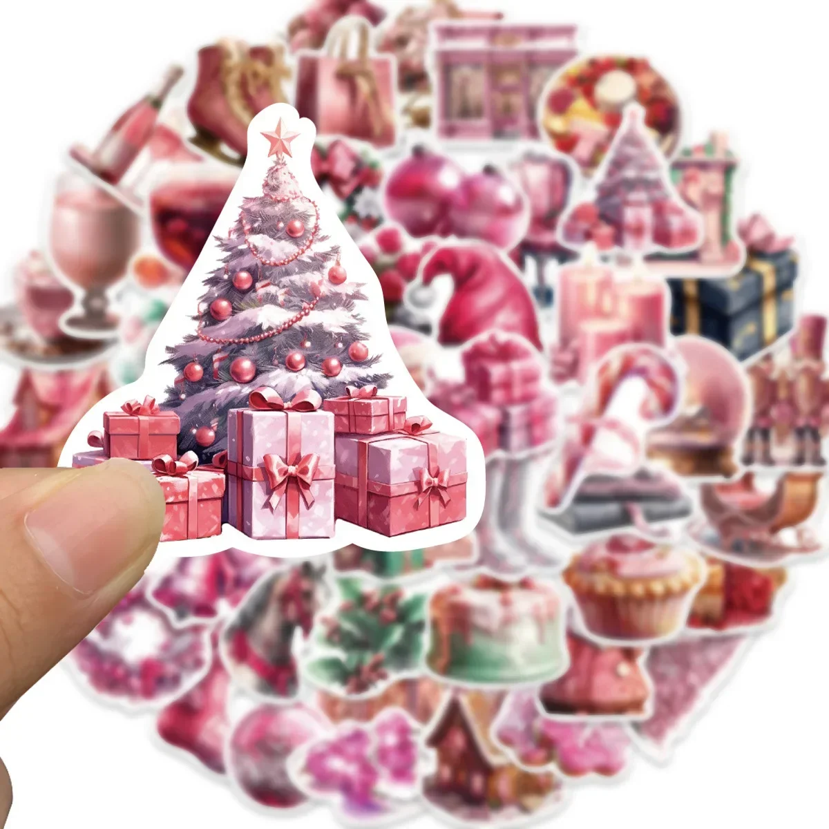 10/50pcs Kawaii Pink New Year Merry Christmas Stickers Deer Santa Claus Children Gift Decals DIY for Skateboard Luggage Suitcase