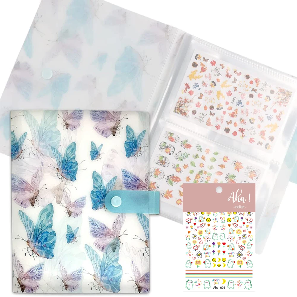 

120 Slots Butterfly Nail Art Sticker Storage Book Nail Art Decals Collecting Album Nail Stickers Empty Display Book Collecting H