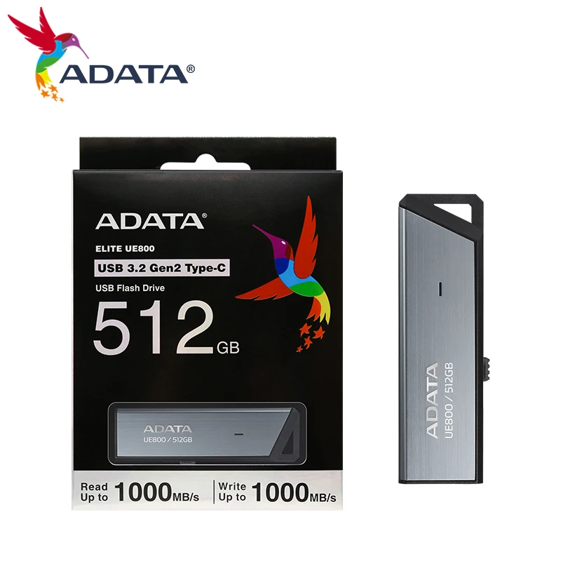 Original ADATA ELITE UE800 USB3.2 Type-C USB Flash Drive 1TB 512GB 256GB 128GB Max 1000Mb/s Pen Drive Silver U disk for Phone