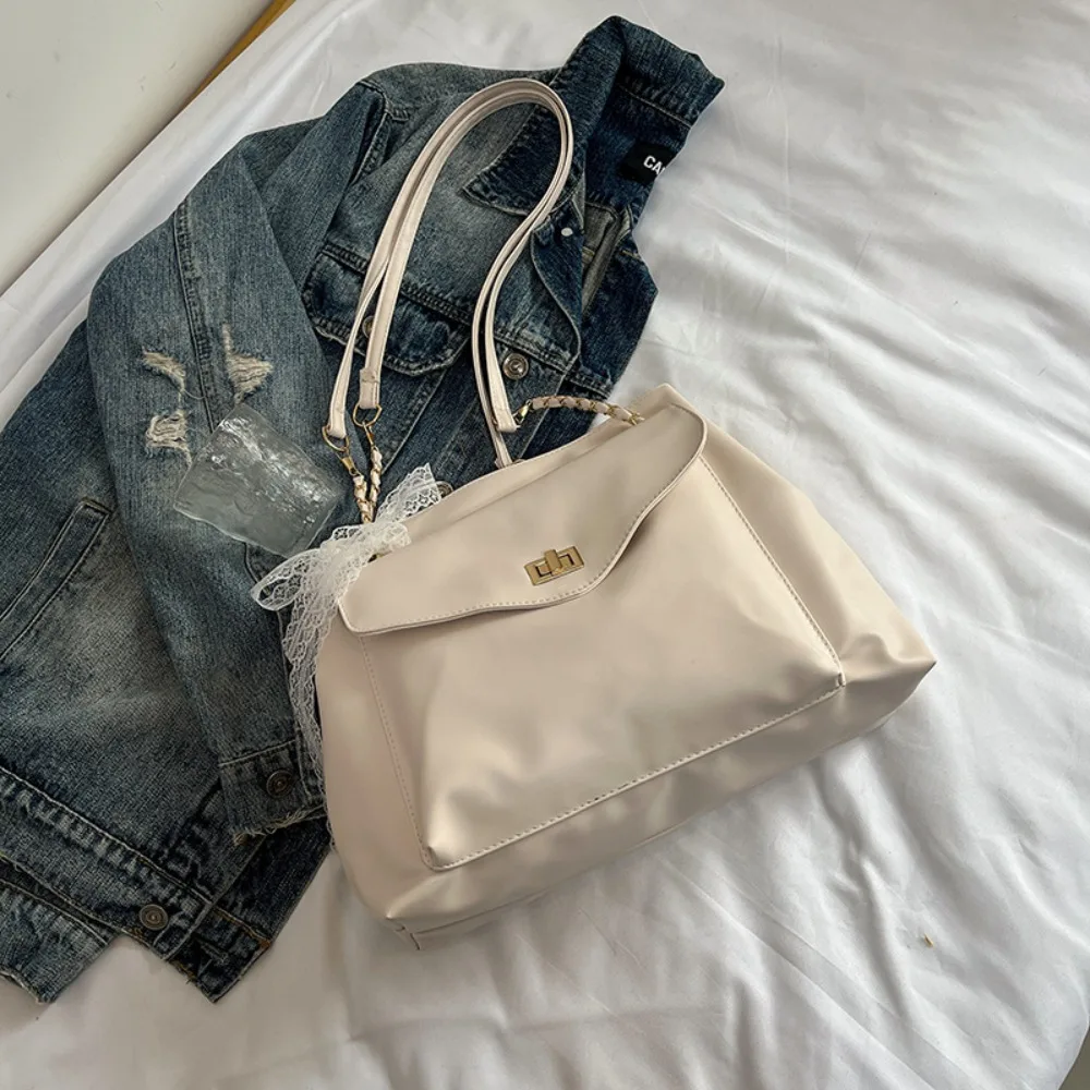 

with Ribbon PU Shoulder Bag Large Capacity Small Pack Solid Color Shoulder Bag Handbag Korean Style Retro Crossbody Bag Children