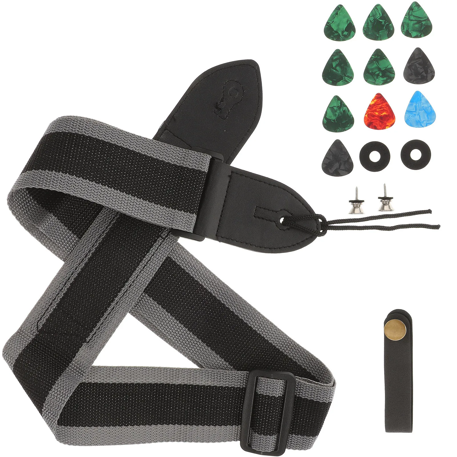 

Adjustable Guitar Strap Kit Durable Skin-Friendly Lightweight Portable Acoustic Electric Bass Instrument Replacement Accessory