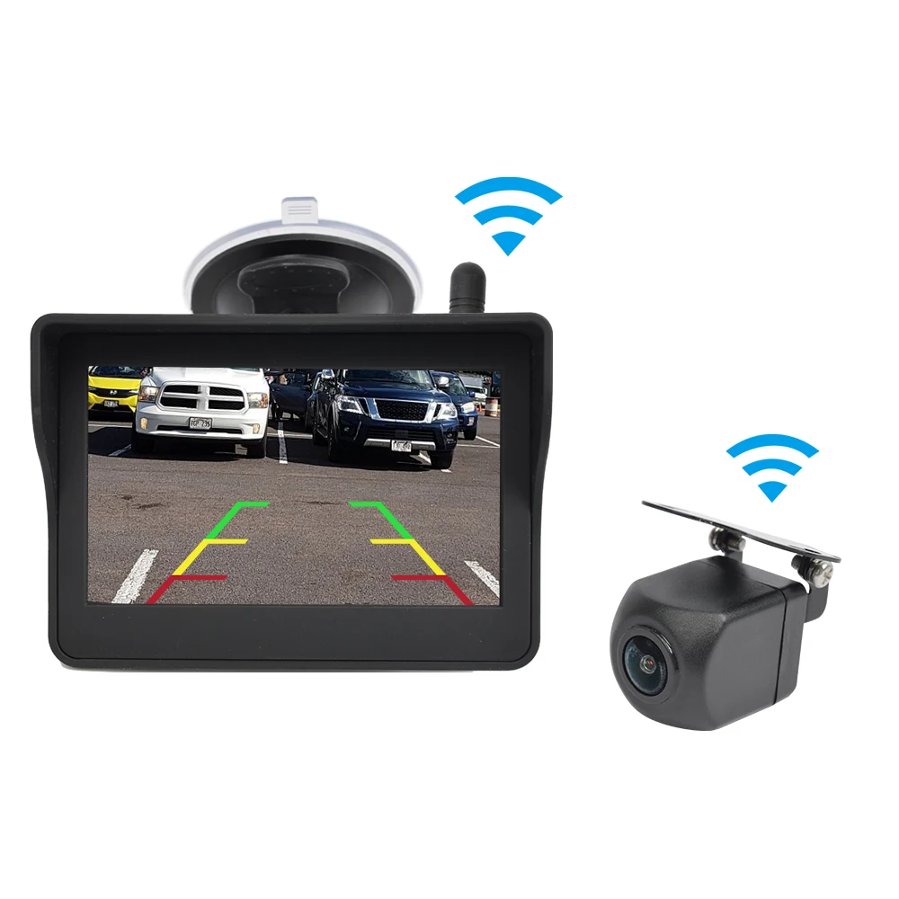 Camara de vision trasera inalambrica para coche, kit de monitor digital de 4,3 pulgadas para aparcamiento, sistema de camara d