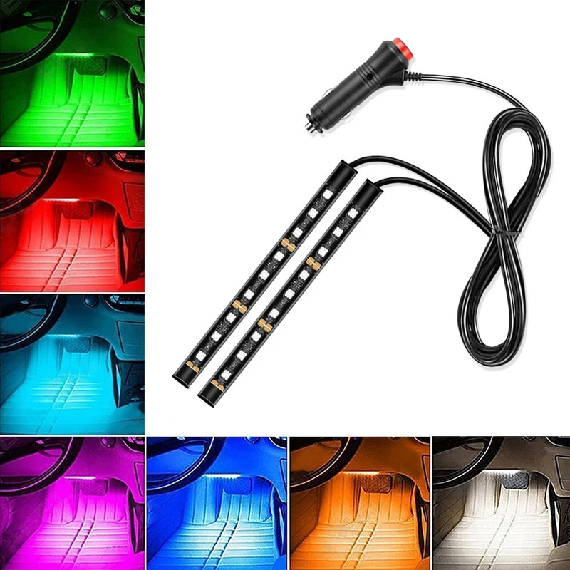 Car Neon Light LED Interior Decoration Signal Lamp Universal Cigarette Lighter USB Atmosphere Lamp Foot Light  Auto Accessories