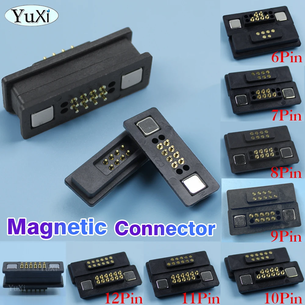 

1Set 6Pin 7Pin 8P 9P Waterproof Magnetic Pogo Pin Connector 10Pin 11Pin 12Pin Male Female Spring Loaded DC Power Socket