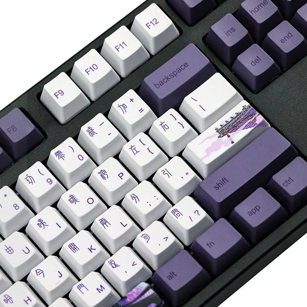 Imagem -04 - Teclado Mecânico do Tema de Hua Dan Keycaps do Conjunto Completo Altura de Mda Pbt Sublimação Térmica 61 64 68 75 84 87 98 104 108 128 Chaves