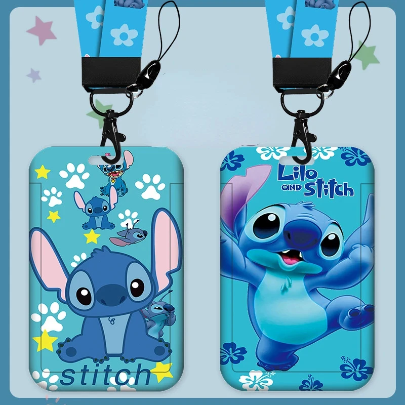 Disney Anime Credential Badge Holder Kawaii Stitch Subway Card Holders  Student Campus Lanyard Cards Holder