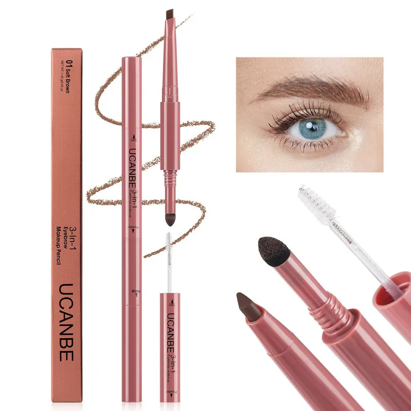 UCANBE Three-in-One Eyebrow Kit Waterproof Natural Long-Lasting Eyebrow Pencil Powder And Glue Set for Perfect Brows