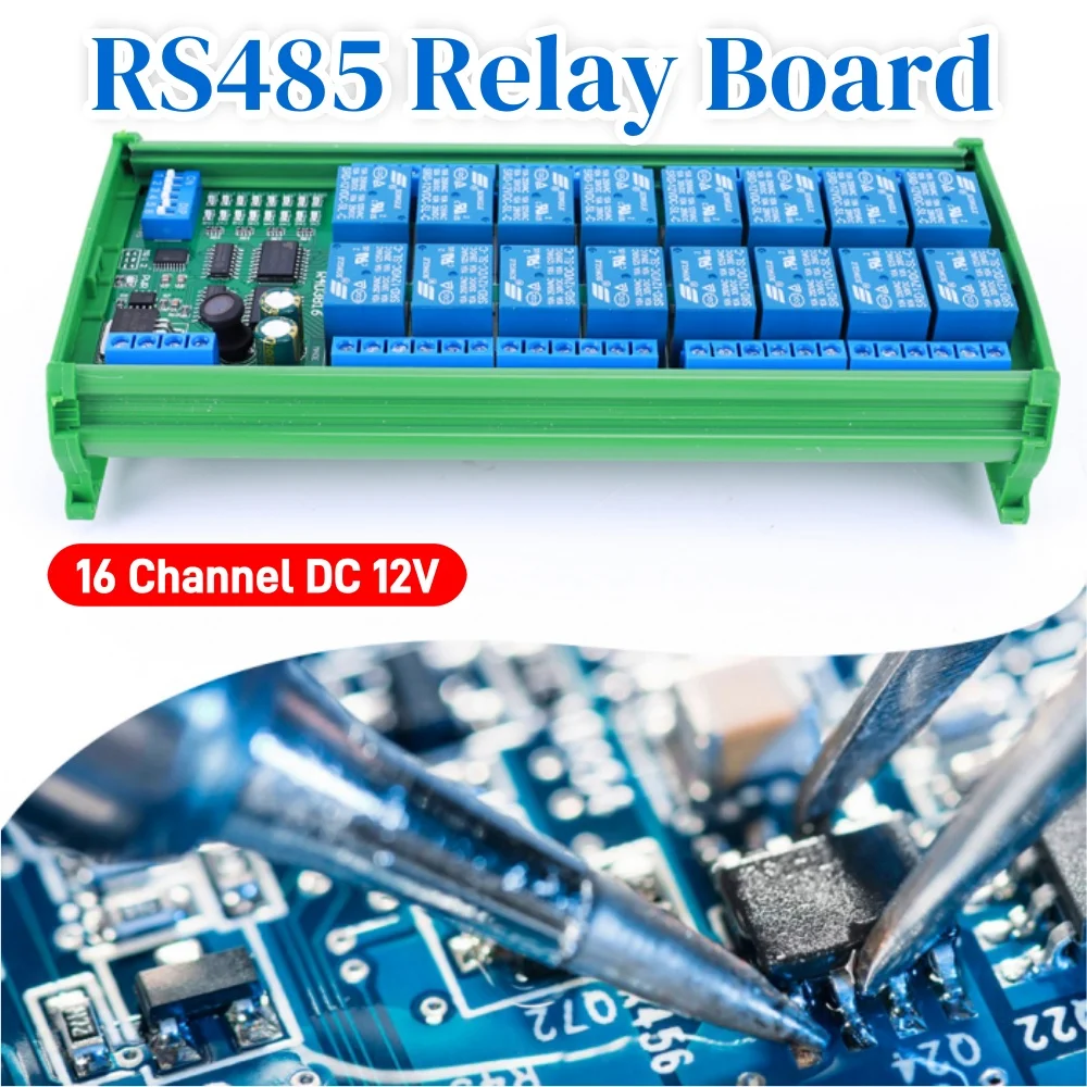 

16 Channel DC 12V PLC Controller Serial Port Switch RS485 Relay Module Control Switch Board for PLC PTZ Camera Motor LED