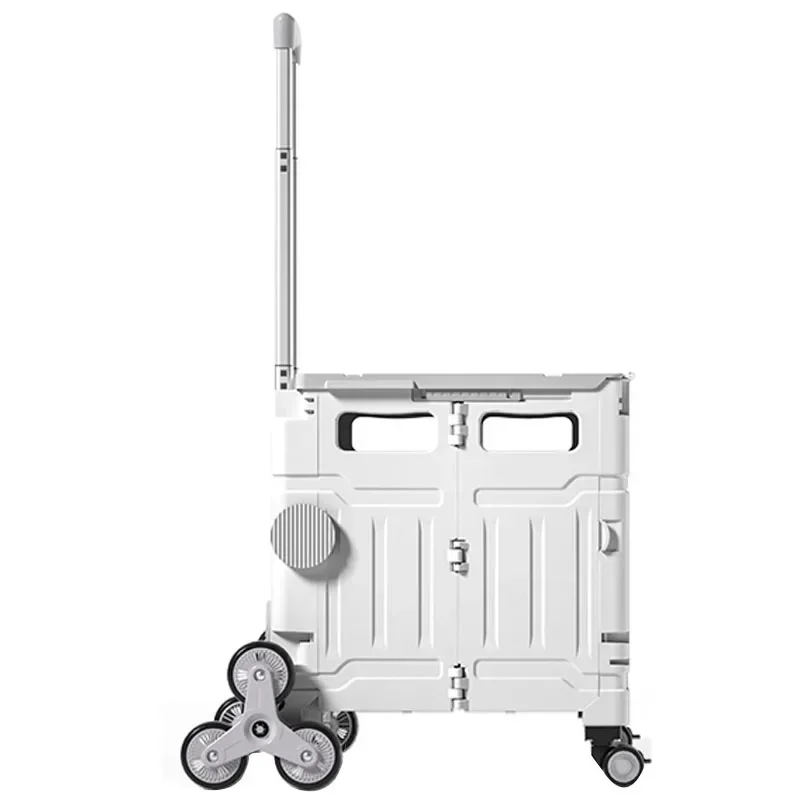 1pc Shopping Cart Small Pull Cart Folding Shopping Home Light Portable Picnic Express Small Cart Hand Pull Rod Trailer Art