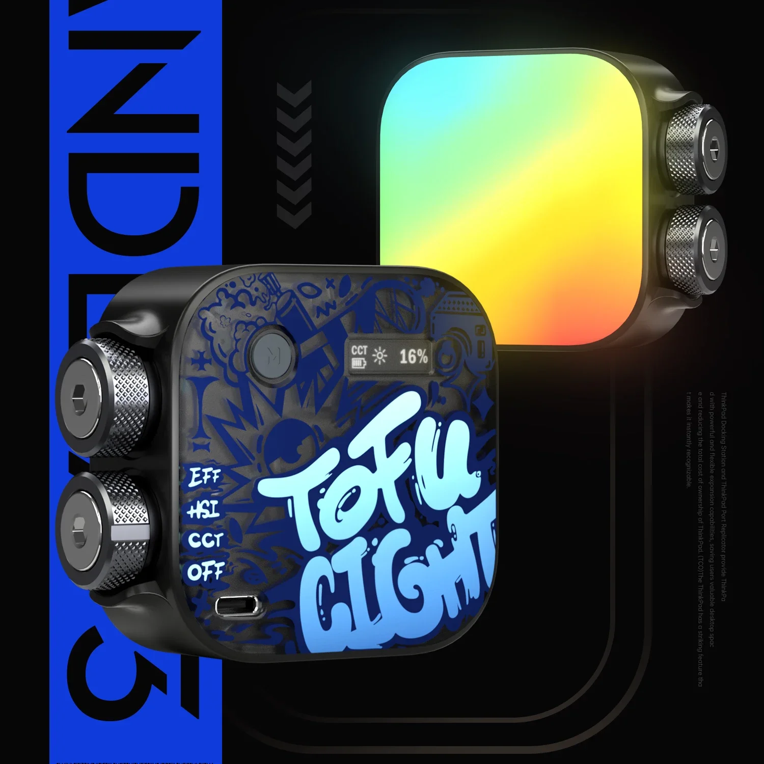 

PHOTOOLEX Tofu RGB Camera Light | Full Color RGB LED Light 2500-9900K, Portable LED Video Lighting w Rechargeable Battery, Cold