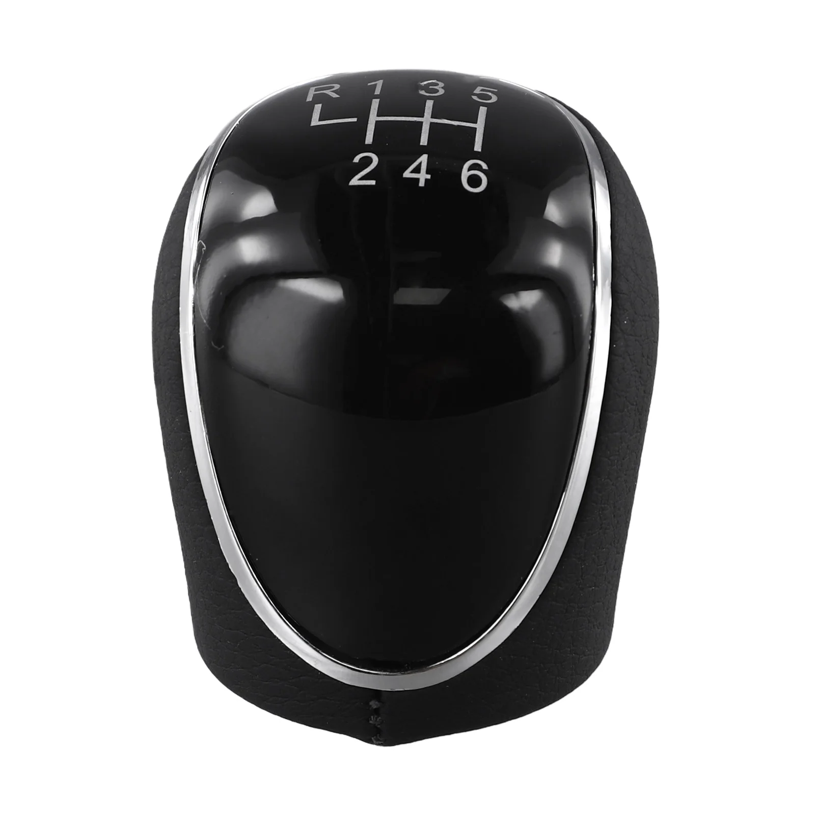 

Chrome Frame Leather Plastic Gear Knob 6-speed Leather And Plastic Premium Driving Experience Comfortable Grip
