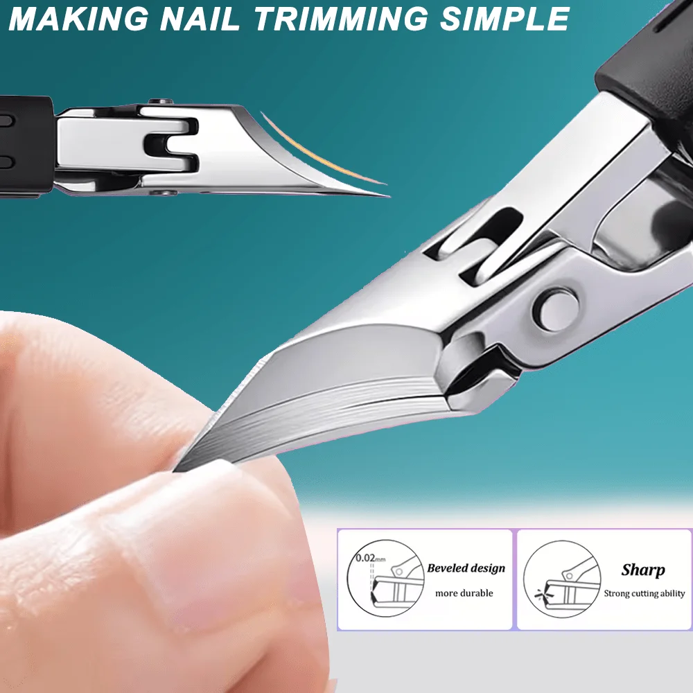 Nail Clipper with Catcher Angled Head Toe Nail Clippers Thick Nails Wide Jaw Opening Toenail Fingernail Clipper