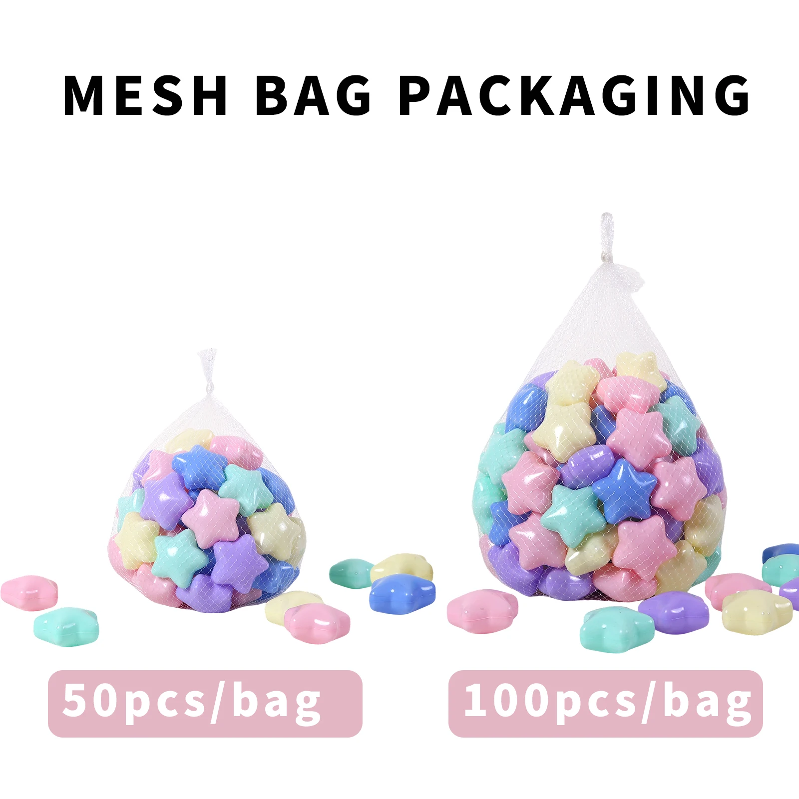 2.68 بوصة 50/100 قطعة رشاقته حجم صغير شكل نجمة لينة البلاستيك سحق برهان الكرة حفرة كرات للأطفال اللعب مع حقيبة التخزين