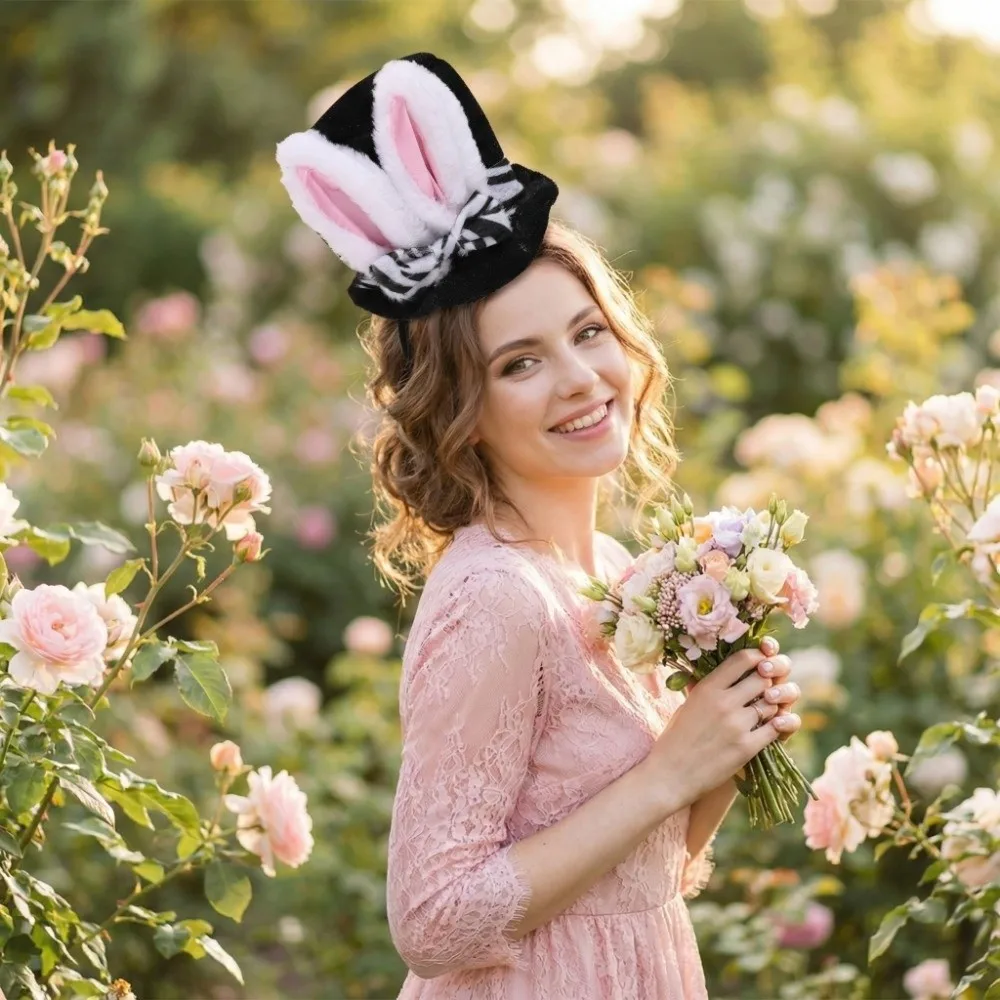 

Cute Bunny Cap Hair Hoop Fluffy Animal Design Plush Ears Headband Soft Hair Accessories Cosplay Hat Headwear Stage Show