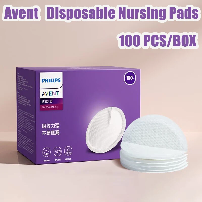 Avent 100pcs Disposable Breathable And Leak Proof Breast Pads And Patches, Prevent Overflow During Lactation And Postpar