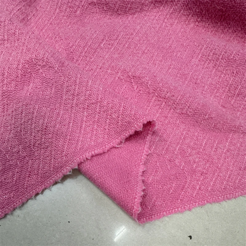 

Pink Small Fragrance Style Tkae Woolen Fabric Soft Autumn Winter Suit Coat Fashion Material Hand Knitted Tweed Material